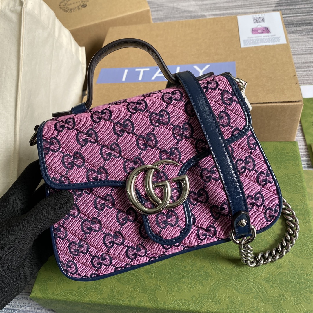 Gucci GG Marmont Mini Top Handle Bag Shoulder Bag 583571 Purple